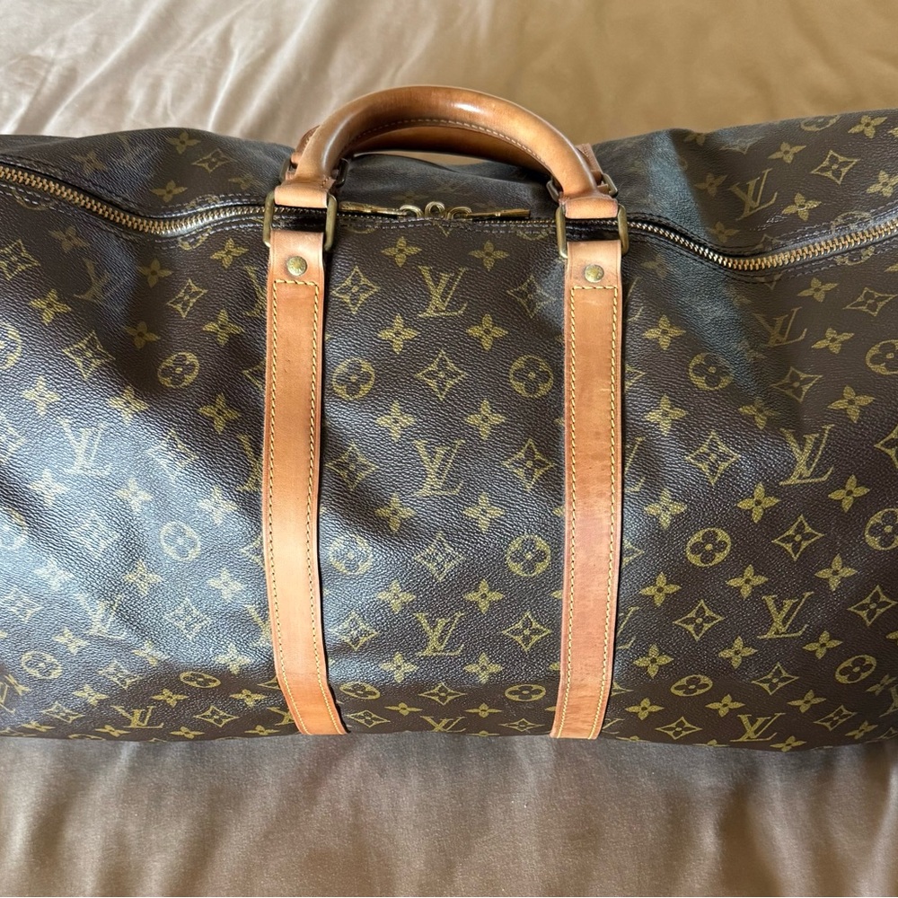 Louis Vuitton 55 Brown and Gold Monogram Duffel Bag